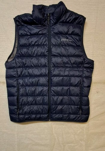 Eddie Bauer EB650 Down Vest Men's Large Blue Cirruslite Puffer Quilted 
