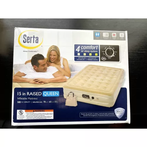Serta Raised Air Mattress, Queen Size, Built In Air Pump 