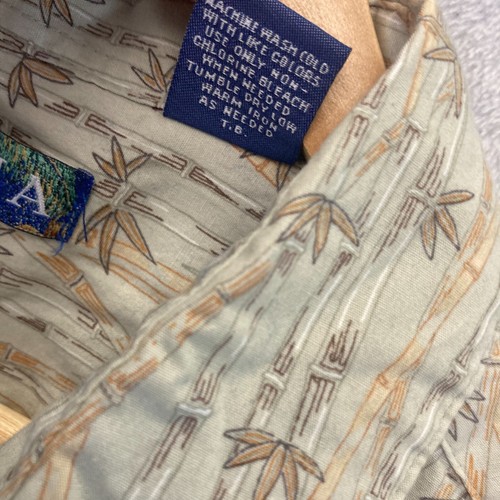 Campia Tan Button Up Bamboo Print Shirt Men’s XXL Hawaiian Tropical Resortwear - Picture 13 of 15