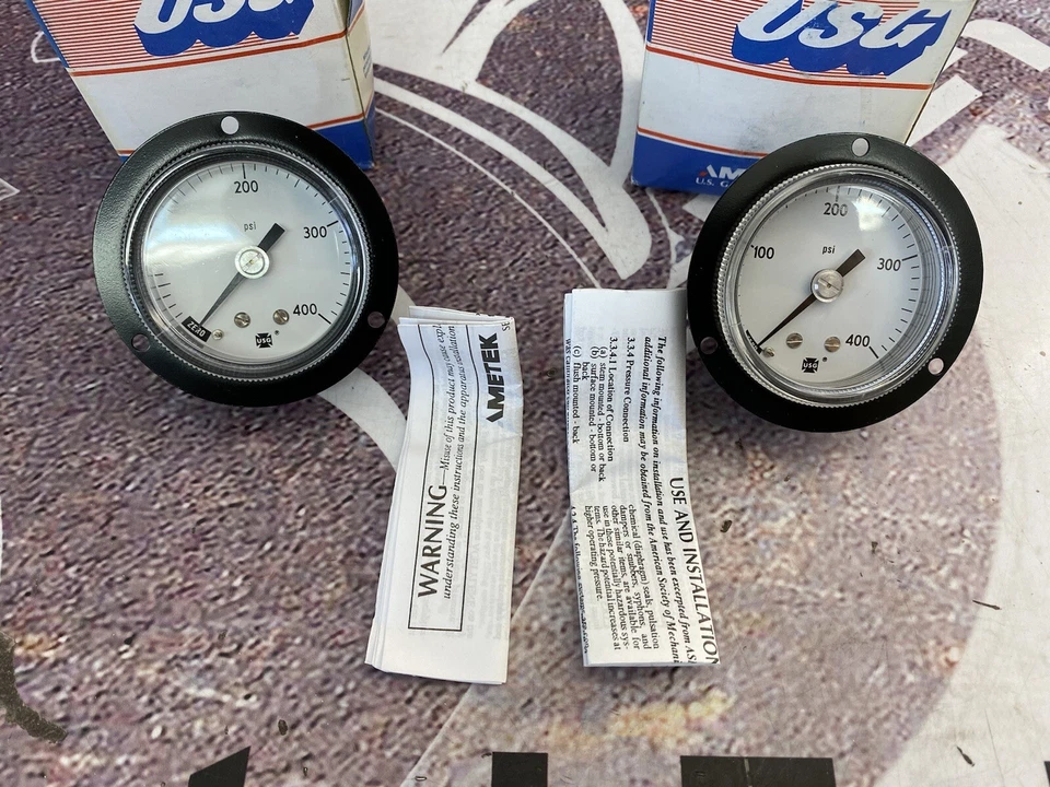 USG P845FFK Pressure Gauge 0-400PSI Conn. 1/8” NPT CBMW/CHK Size 2” Qty 2  - Image 4 of 4
