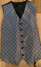 PRICE DROP Black Silver Bill Blass Vest Black Satin Adjustable MEDIUM