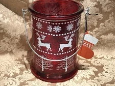 Unbranded  RED REINDEER CANDLE LUMINARY  (6.5” X 5”)  NWOT