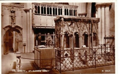 ST. ALBANS - THE ABBEY SHRINE S/W POSTKARTE