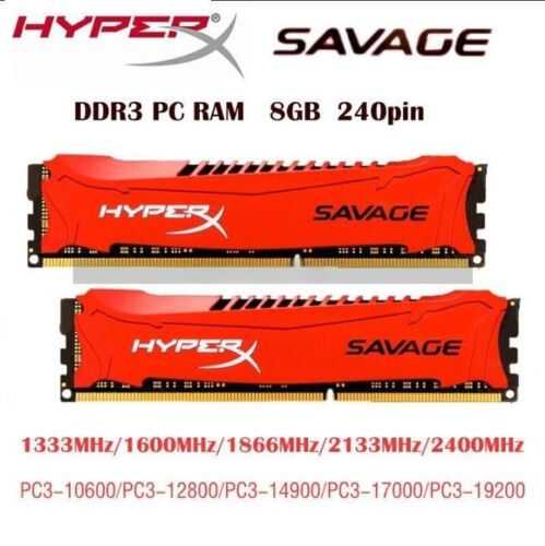 HyperX DDR3 RAM 4GB 2x4GB 8GB 2x8G 16GB 1333 1600 1866 2133 2400 240Pin For PC - Picture 1 of 13