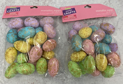 48 (2 packs/24)  gold + pastel Easter eggs .75'' x 1.1'' holiday decor tiered tray
