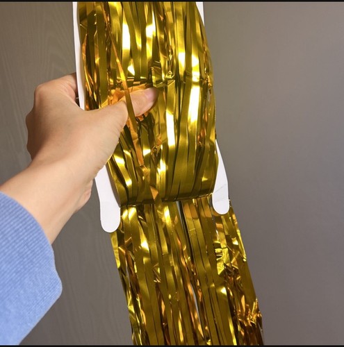 Shiny Gold Metallic Foil Fringe Door Window Curtain Party Decoration 3.2X 9.8ft - Picture 5 of 5