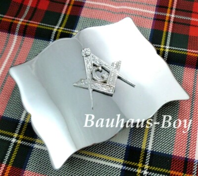 KILT GÜRTELSCHNALLE FREIMAURER WAPPEN GEWELLTER RAND VERCHROMT SCHOTTISCHER KILT-WEAR
