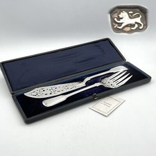 Posate Antiche set da tavola per pesce in argento sterling 925 inglese Anno 1855