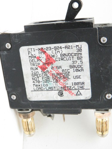 Carling Technologies CT1-X0-23-924-A21-MJ Circuit Breaker ALM 30A 80VDC 1-Pole - Picture 2 of 7