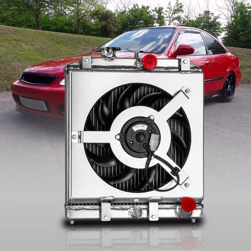 3 ROW RADIATOR+SHROUD FAN For 92-2000 HONDA CIVIC D15 D16 EK EG Acura INTEGRA