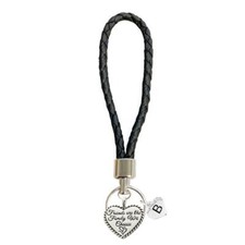 Custom Friends are Family We Choose Silver Heart Black Leather Key Chain Initial