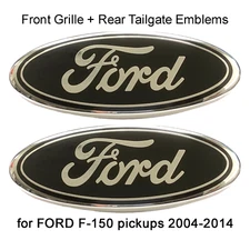 2pcs Black Emblem Front Grille Badge Rear Tailgate Logo for 2009-2014 Ford F150
