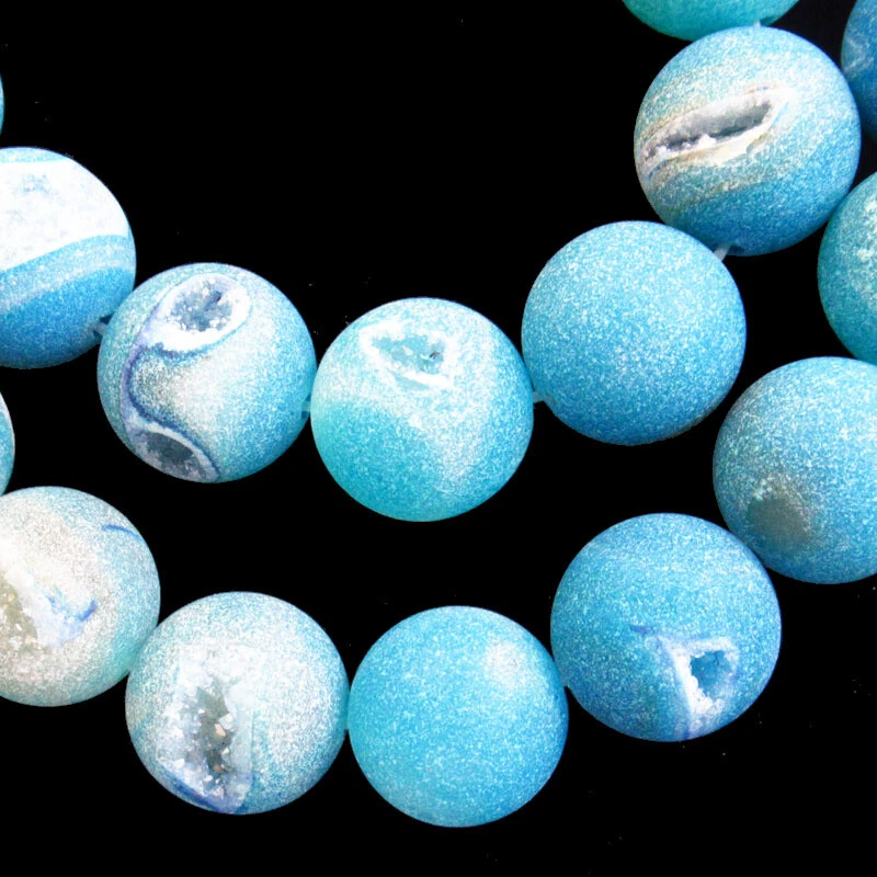 Geoda de cuarzo druzy ágata cristal titanio azul cuentas sueltas 15,5 pulgadas Q13524  Foto 2 de 3