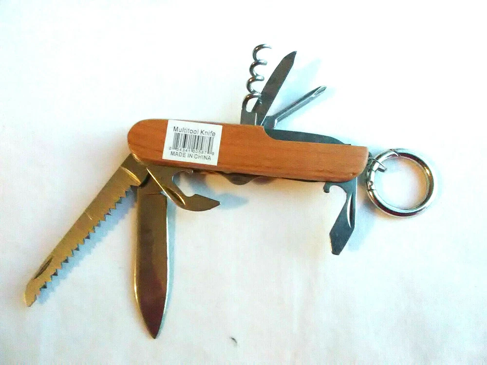 Multi-tool Pocket Knife Mom Engraved On Wood Key Ring Mother's Day New