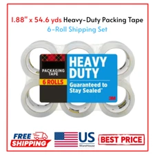 1.88" x 54.6 yds Heavy-Duty Packing Tape – 6-Roll Shipping Set