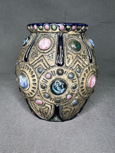 ART NOUVEAU ERA AMPHORE MIT JUWELEN KERAMIKVASE 1920ERer - Bild 2 von 7