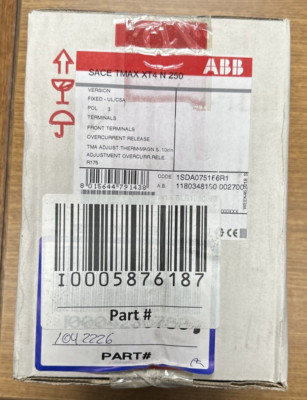 ABB SACE TMAXXT4N250 3P 250A 600VAC 500VDC CIRCUIT BREAKER **NEW - IN BOX**