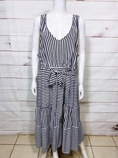 Torrid Womens Dress Size 4 Blue & White Striped V-Neck w/Tie Lined Sleeveless