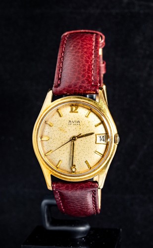 Avia de Luxe vergoldete Herren Automatikuhr (Vintage) -- funktioniert, Ø34mm Gehäuse - Bild 2 von 8
