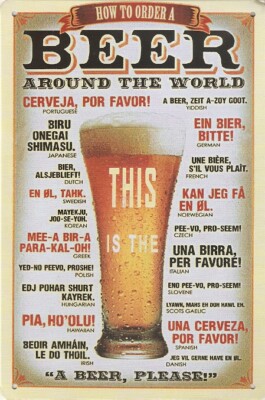 HOW TO ORDER A BEER   Blechschild  30x20-Sammelauflösung-Neu-Metal-