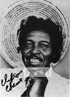 Clifton Chenier - eigenhändiges Original-Autogramm auf Schwarz-Weiß-Foto