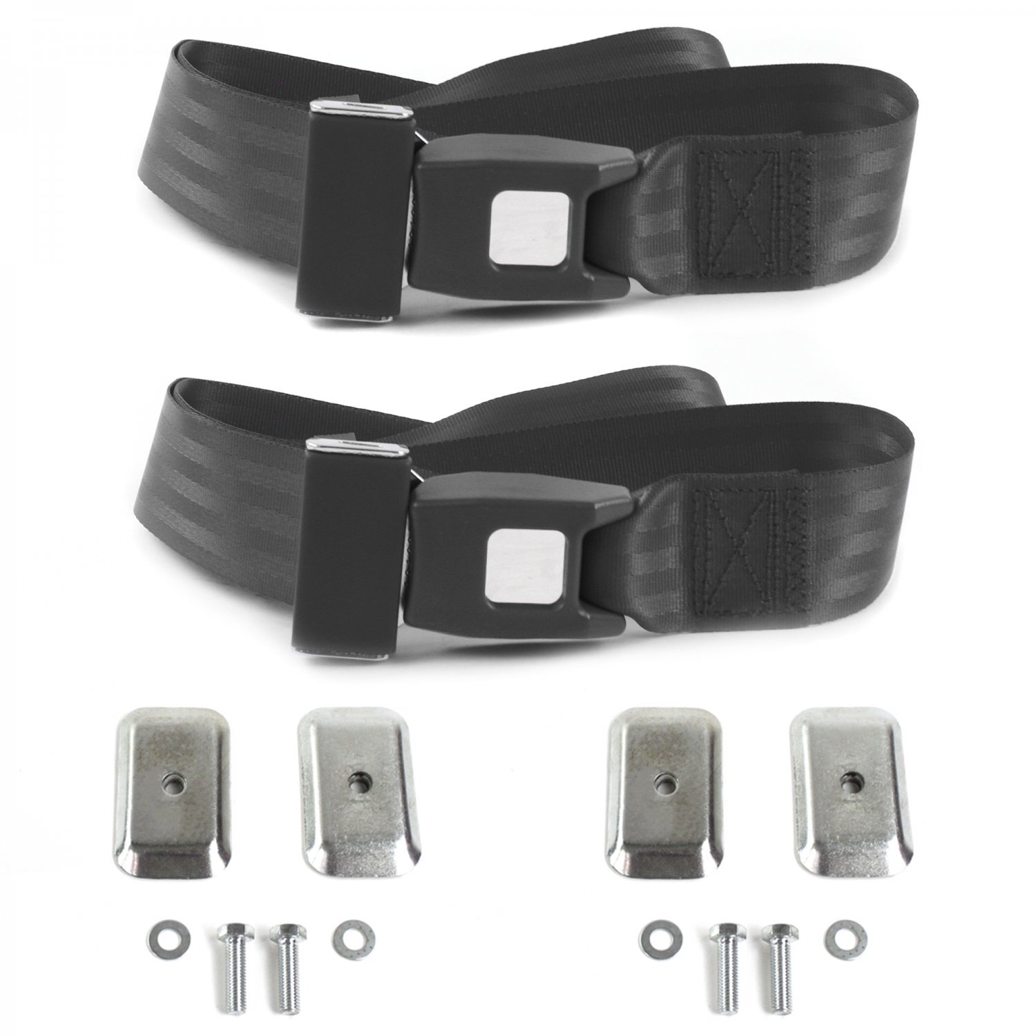 Ford GT40 1964 - 1969 Standard 2pt Charcoal Lap Bucket Seat Belt Kit w/ Bracketr