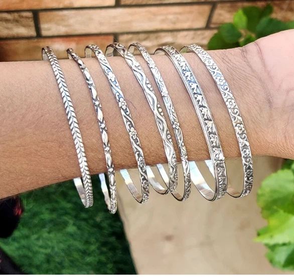 Handmade sterling shop silver bangles