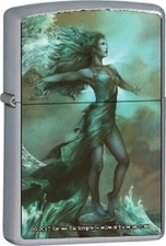Breaking Waves - Renee Biertempfel -  Brushed Chrome Zippo Lighter