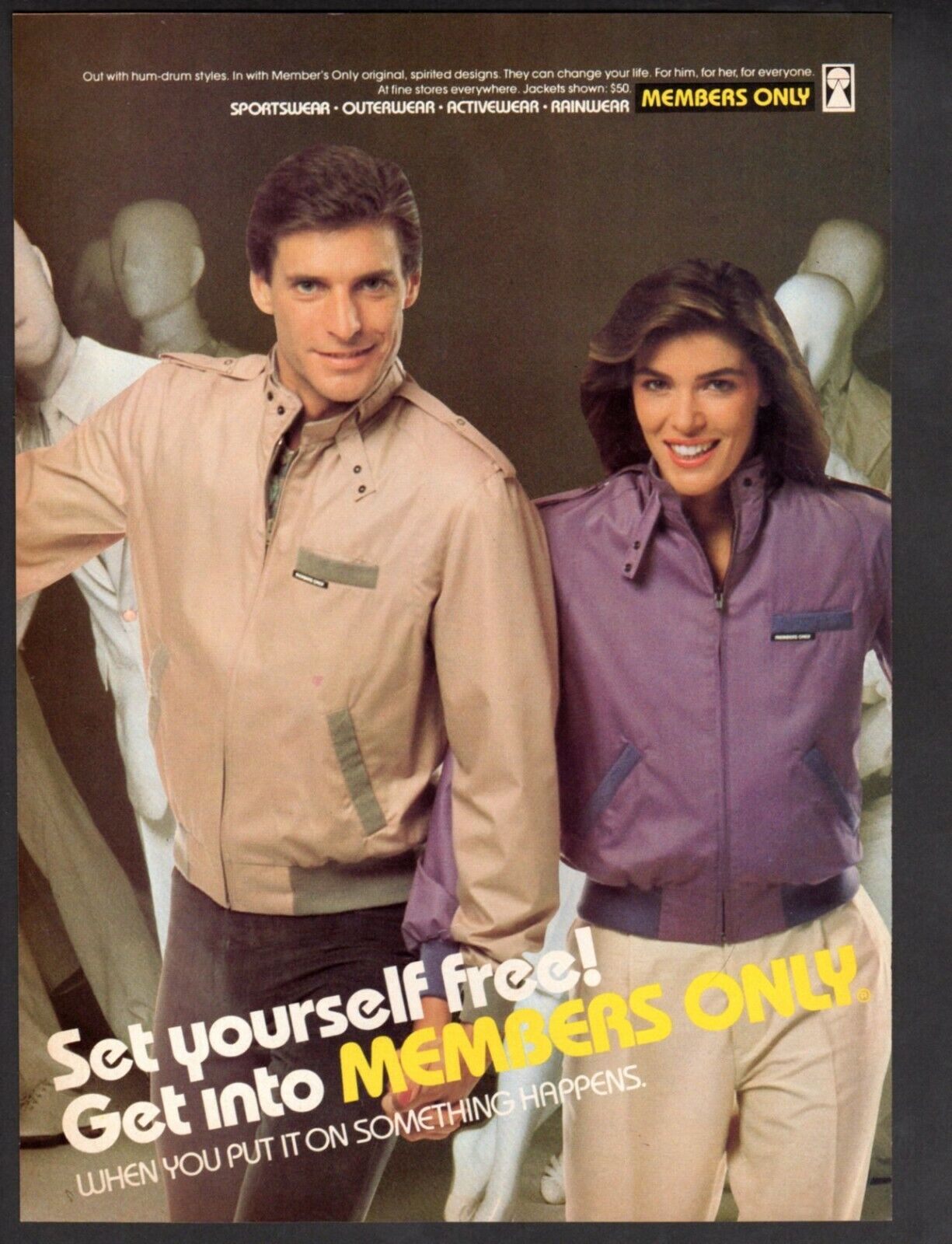 Vintage advertising print Fashion Ad into Members Only Set Yourself Free  Jacket