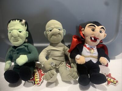 Set 3 Universal Studios Monsters 1999 Plush Dracula Frankenstein Mummy 9''