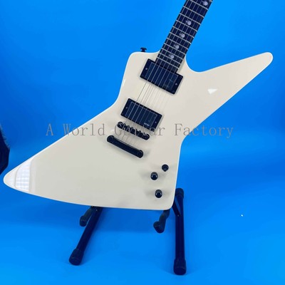 Ship from US White Explorer Electric Guitar black Fretboard 6string Fixed Bridge