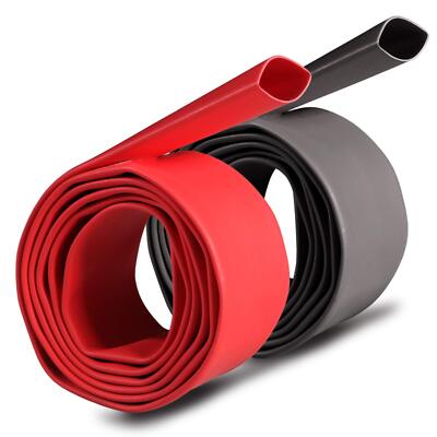 2PCS Waterproof Heat Shrink Tubing   3/4'' 3:1, Marine-Grade, 4ft (Black & Red)
