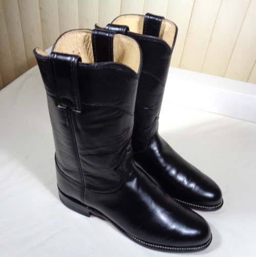 Justin Cowboy Boots Style L3703 Roper Black Leather Women's 6.5 C ~ NEW - Picture 3 of 20