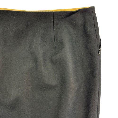 J.Crew Black Wool Fully Lined Ivory exposed Stitching detail Pencil skirt sz 8 - Picture 5 of 7
