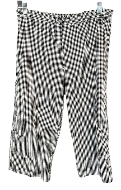 Copper Key Cropped Junior Pants, Junior 16, Black/White Checked, Drawstring