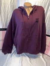 Victorias Secret Pink Hoodie Slouchy Full Zip Large Burgundy