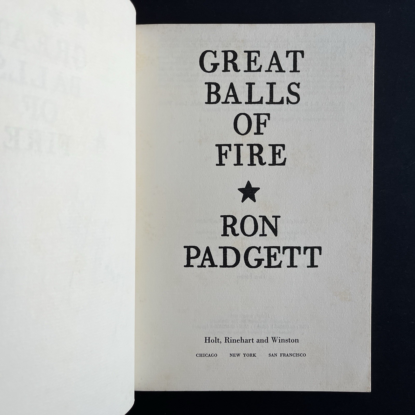 Great Balls of Fire by Ron Padgett Poetry 1969 First Edition PB Beat Poems