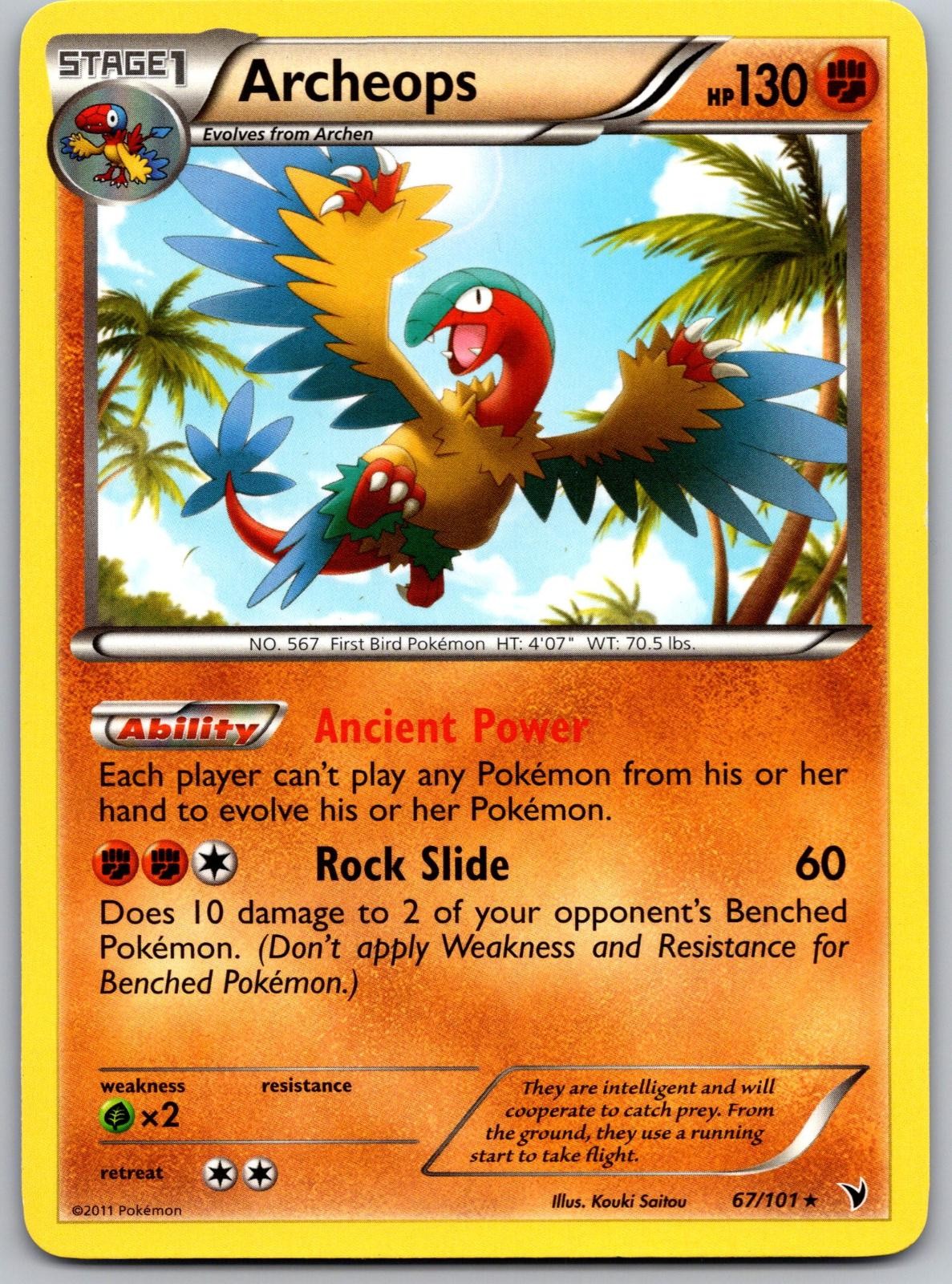 Archeops 67/101 Rare Noble Victories Pokemon Lightly Played