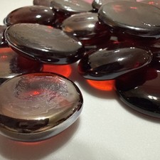 1LB XL Red Glass Pebbles for Vase Fillers, Aquarium Gravel, Decorative Stones