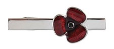 David Van Hagen Mens Poppy Tie Slide - Red/Silver