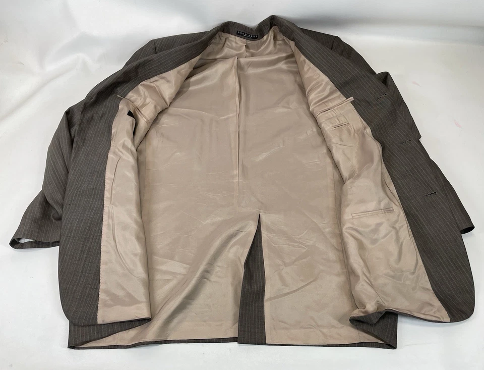 Hugo Boss Conjunto Traje Lana Virgen Marrón Rayas Hombre Talla 48 L Foto 3 de 4