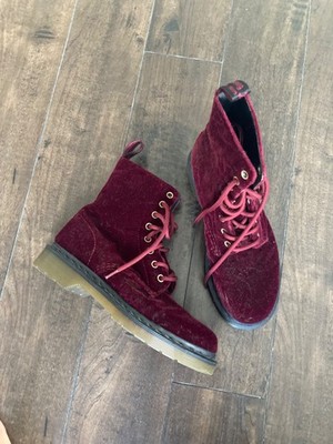 Dr. Martens Women's 1460 Pascal Burgundy Velvet Lace Up Boots 6