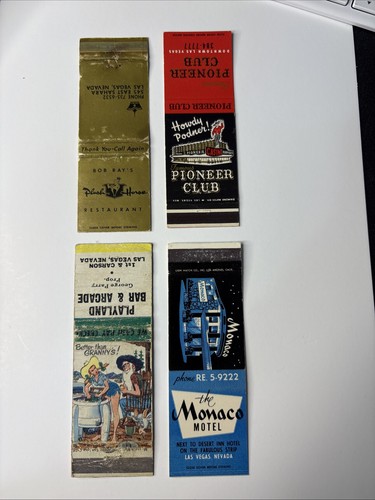C-3 (4) Diff LAS VEGAS NV Playland Bar Monaco Hotel Pioneer Club Matchbook Cover
