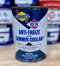 Vintage Sunoco D-X Anti Freeze Oil Can Quart Empty