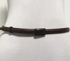 VTG Calvin Klein Women's Med Brown Leather Dress Belt Wrapped Buckle Italy READ