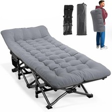 Camping Cot for Adults with Cushion Comfortable, Portable Folding Bed for Sle...