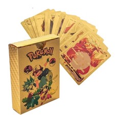 55PCS Pokemon Card Foil GOLD PACK 55 CARDS TCG GX Vmax GX Card Charizard Rare