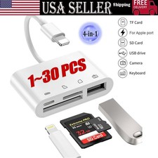 For iPhone iPad IOS 12 Portable 4 in 1 USB SD TF Card lot Reader Camera Adapter