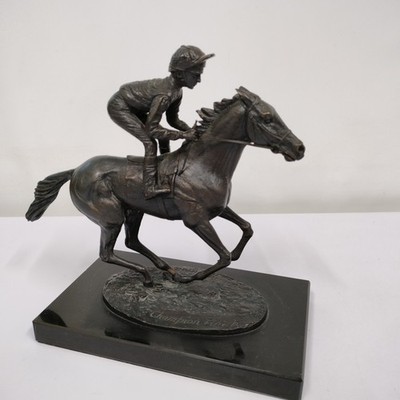 David Cornell 'Champion Finish' Bronzeskulptur Lester Piggott auf Nijinsky