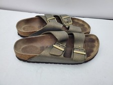 Birkenstock Arizona Big Buckle Washed Metallic Rose Gold Leather Sandals Slides